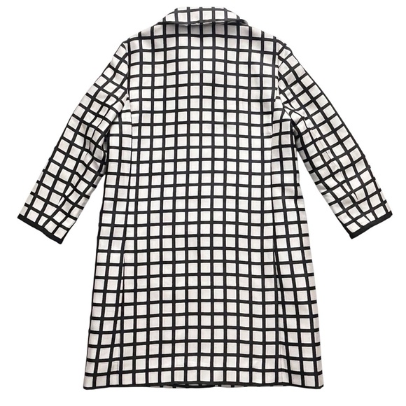 Ann Taylor Windowpane Jacquard Topper Jacket Coat White Black Size S - Picture 9 of 13